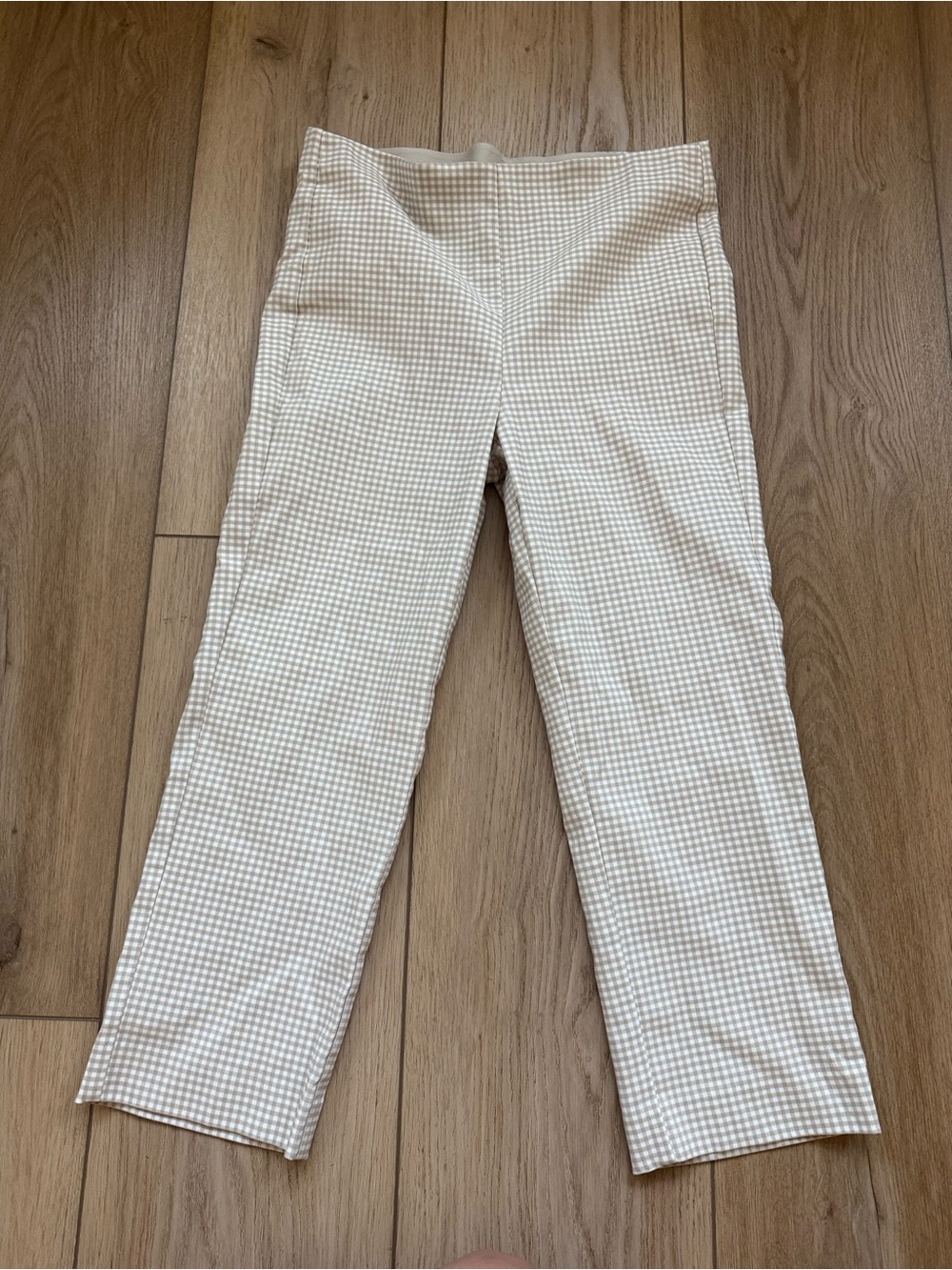 Chico's Beige and White Gingham Skirt